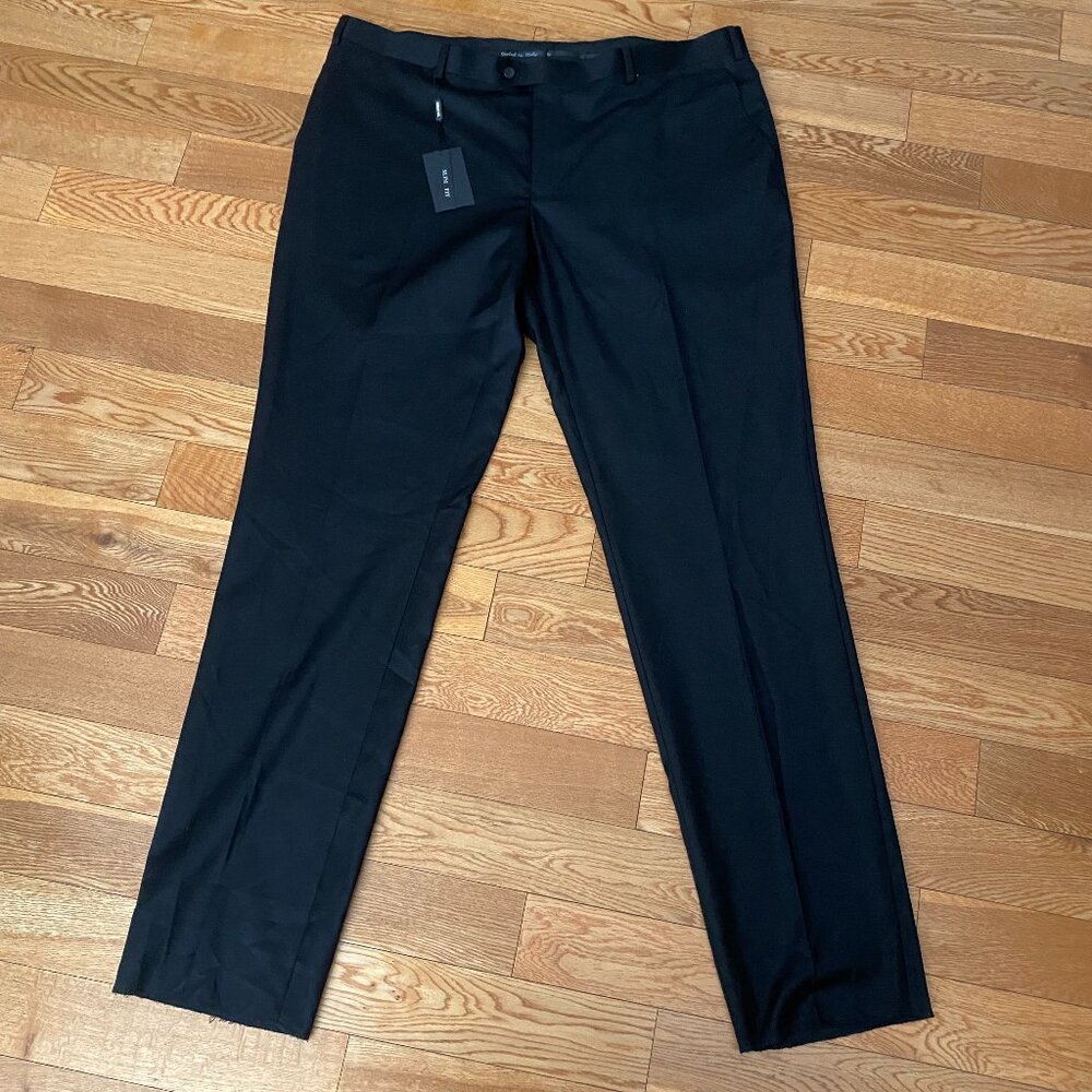 Renoir Styled in Italy Black Slim Fit Nopleat Dress Pants NWT R44